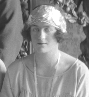 (Bridesmaid) Miss Audrey Palmer (1898-1991); V.A.D. nurse; youngest dau of Sir Alfred Palmer, 3rd Bt., High Sheriff of Durham, and Ellen née Young.